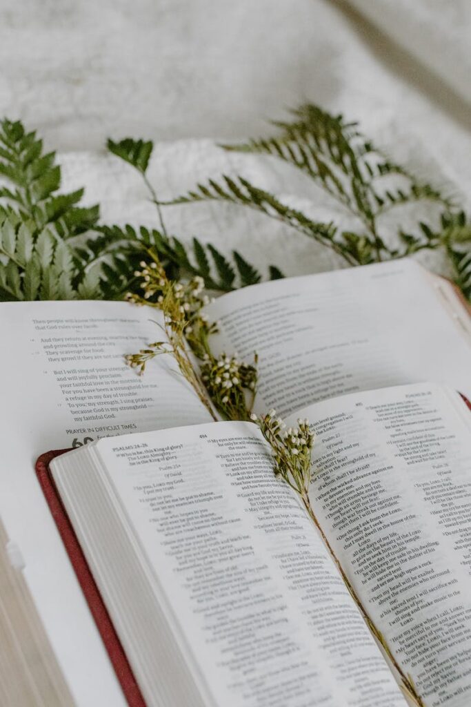 Bibles with Dried Flower Bookmarks